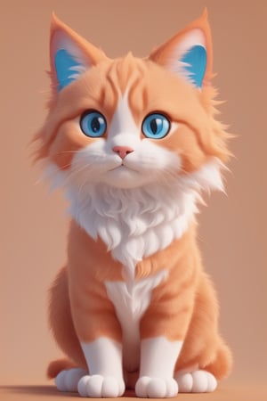 cat, happy, big ears, loving eyes, blue eyes,3d style, orange cat, fluffy