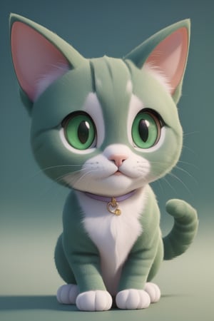 cat, happy, big ears, loving eyes, green eyes,3d style