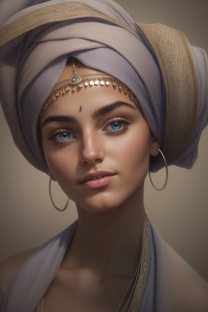 photorealistic portrait of a young moroccan woman,very great shiny blue eyes,photo r3al