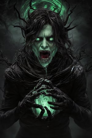 "Imagine a malevolent spirit known as the Wailing Specter, inspired by the terrifying entities from Ghostbusters. This wraith appears as a swirling mass of translucent green and black mist, with flickering lights resembling ghostly flames. Its face is a contorted mask of rage and despair, with hollow eyes that draw in the light. The Wailing Specter emits a chilling wail that reverberates through the air, freezing the hearts of those who hear it. Long, ethereal tendrils reach out like fingers, grasping at the essence of fear. The air becomes thick and oppressive as it approaches, filled with the scent of decay and forgotten memories. Despite its terrifying nature, there’s a tragic backstory to this wraith, as it was once a soul tormented by betrayal and sorrow."