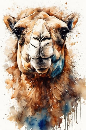 camel portrait  in ink art,