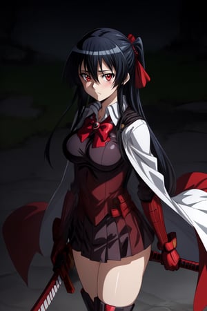 akame (akame ga kill) katana genshin impact style Red bowtie, long black hair, perfect legs, perfect arms, shirt with red stripes all over it, Big tits, gloves, elegant red gloves white cape brave red gloves long sleeves perfect hand, perfect eyes, perfect legs, Pieces of silver armor and a white cape black hair White cape 1 girl, akame (akame ga kill) katana, akame (akame ga kill) White rain cape and blood moon, 1girl,akame (akame ga kill)