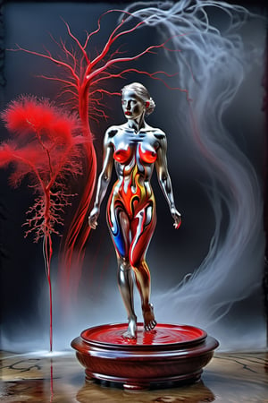 (art by Julius Theodor Christian Ratzeburg:0.8) ,art by Sherry Akrami, (((Rebecca Ferguson face))), large tits, she is in ectasy, red lips gloss, with multicolored neon veins running through their whole body, full body, concept art, hyperrealism, silver hair, colorful, complex, detailed, whole body view, rocks dripping paint, ((smoke everywhere)), hyperdetailed, entangled, dendritic , ,inst4 style,bonsai,lun4,3l3ctronics