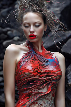 (art by Julius Theodor Christian Ratzeburg:0.8) ,art by Sherry Akrami, (((Rebecca Ferguson face))), large tits, she is in ectasy, red lips gloss, with multicolored neon veins running through their whole body, full body, concept art, hyperrealism, colorful, complex, detailed, paint dripping on rocks, hyperdetailed, entangled, dendritic , ,inst4 style,bonsai,lun4,3l3ctronics
