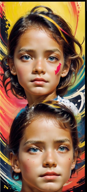 ten year old , Colorful beautifulboy and girl portrait: Black ink flow:Norman Rockwell,Alan Dingman  style,High detailed 