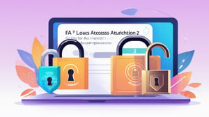 text "2FA" , Illustrate the concept of two-factor authentication (2FA) through an image that shows two locks working together to access a digital device. Use contrasting yet harmonious colors to highlight the dual security layers. 32K,  by AiLove, fit in canvas, bright, clear, sharp, ultra hd, Sparkling, denoise,