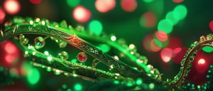 an aesthetic blend of light green and deep green and light red color for a background, filigree, intricate, iridescent and luminescent, strange, ancient, angelic, otherworldly, bokeh effect, 32K,  by AiLove, fit in canvas, bright, clear, sharp, ultra hd, Sparkling, denoise, cinematic lighting, Volumetric lighting, ray tracing