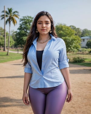 20 yr old Indian girl, curvy, Kerala girl, well shaped, fair looking, most beautiful, beauty, (()),(highly detailed face), (wearing a simple necklace, nose ring, earrings), ((wearing Indian shirt and leggings)),outdoors , standing on floor, in discipline , perfect pose , ((seductive smile:1.0)), ((bindi on forehead)), (bindiya), 
(perfect female body), (thicc biceps), 
hourglass body shape, (clad) ,(full dressed), (fully clothed), (covered) , (little chubby body:0.5), ((seductive hips:0.6)),(fit navel), ((looking at viewer)), (face close up view),((portrait view)) ((highly detailed skin, little skin hairs)),,((brownish skin colour)), , (thicc curvy body:0.5),(curvy hips:0.8),(thicc thighs:1.2),(slim body),, (((thighs gap:0.4))),(highly detailed),( big perky chest:1.3),(round big perky breast:1.2),(fully_clothed:1.5), (body fat:0.0),(body height:1.5),
((highly detailed skin, little skin hairs)),((highly detailed skin pores)),((8k,UHD skin detail)),
{{{highly realistic detailed face}}} ,
shot by the camera,smiling, picture,photo by Wayne Pinkston, bright light, bright picture,realistic,raw,analog,portrait,photorealistic,analog,realism,real picture,clear picture,detailed face, clear face,cuteness, brightness,Detailedface detailed, (((face close up view))), ((portrait view)) ,RAW photo, 4k, masterpiece, high res, (extremely intricate),(photorealistic:1.4), high quality, best quality, uhd, realism, Ultra realistic, 16k, photo-realistic, realistic, dslr,photorealistic, 24mm, f1.8,natural hair,finely detailed skin,perfect hands, ,extremely detailed, beautiful detailed eyes, photo, real,realistic, perfect pose, portrait quality face, depth of field, 4k masterpiece, Highres, High Quality, Hi-Definition, Best Quality, perfect,front view,8k, intricate, masterpiece, Highres, High Quality, Hi-Definition, Best Quality,