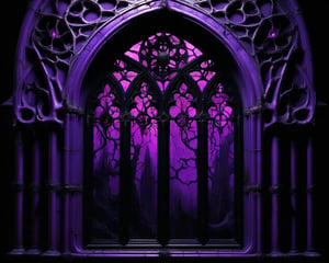 satanic style, gothic window, Hunyuanamethyst