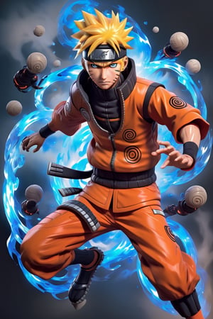 Naruto Uzumaki that looks like a high power soccer player in  biomechanical art style,  thunderbolt, hyper-detailed biomechanical joints muscles and nerves, futuristic technology, smoke, haze, metal element in dark color, masterpiece hyperrealistic artwork, dynamic intricated pose, dramatic, radiant, cinematic lighting, fantastic, hyperrealism, sharp focus, wide angle, depth of field, fantasy, dreamy, aesthetically pleasing, real accomplishment, insanely awesome, terrifying at all
