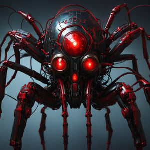 High tech cybernetic 
tarantula,multi Eyes,Glowing red mechanical eyes, creepy eight-legged spiders, high-tech cybernetic bodies, danger,,cpfmask_xl-smple, cpfmask_xl-cmplx,xl_cpscavred