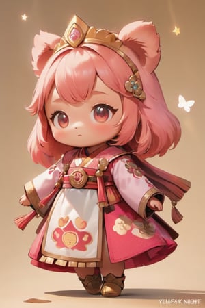 3D Figure,cute little brave bear girl,( bear),bear ear,sparkling eyes,blush stickers,pink loli japanese miko clothes, long sleeves, ,kawaii knight,close up,3d figure,chibi,hmnzct,YeMkAF