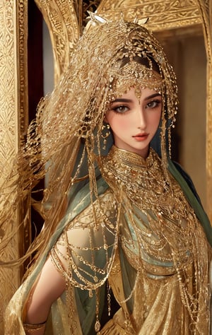 ultra Realistic,Extreme detailed,Arabian Atmosphere,solo,Middle Eastern Noblewoman,elegance of traditional,vibrant colors and intricate patterns, Middle Eastern clothings, creating a sense of movement and depth, Masterpiece,photorealistic,ME_beauty,1 girl,Detailedface,Realism,3va