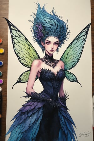 ultra Realistic,Extreme detailed,
beautiful fairy,In a quaint workshop adorned with enchanting flora, a skilled fairy tailor meticulously crafts fantastical garments,H effect,Wonder of Beauty,emo,extremely detailed,watercolor \(medium\)