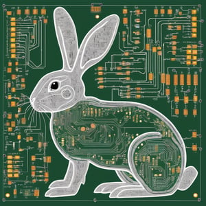 circuit diagram art,
Rabbit drawn with a circuit diagram,circuit board, resistor, chip, LSI,DonMC1rcu17Pl4nXL