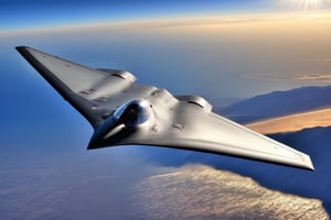 military air Fighter, Northrop Grumman B-2 Spirit, flying, realistic, aircraft, military vehicle, plane, vehicle focus, jet, fighter, in sky,photo_b00ster,EpicSky