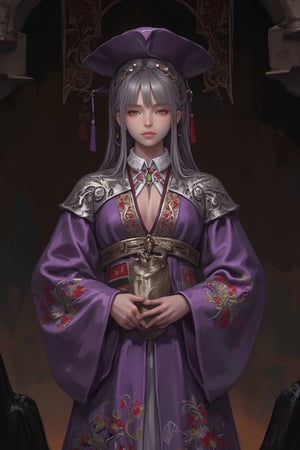 
 anime-style illustration, Little girl, dressed as a Central Asian priestess,colorful Clothes, combining elements of an oracle and a Taoist sorceress. She wears a traditional Central Asian priestly robe adorned with intricate symbols and embroidery, while a Taoist-style hat rests on her head. Her expression is serene yet mystical, as she appears deep in thought or perhaps casting a fortune. The scene is set within a dimly lit cave, where the shadows dance across the walls, hinting at a deeper, ancient magic hidden within the cavern.",dal style,Made in abyss manga,Adrr-tsfft