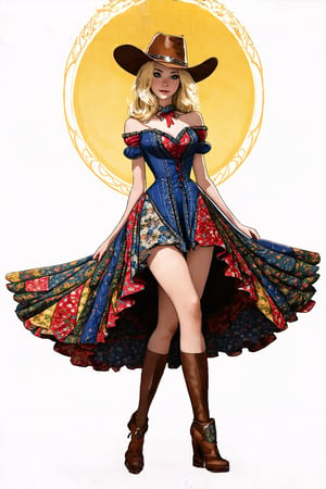 art nouveau style,flat Illust,beautiful blonde lady, Official Art, Art Station, Beautiful and Aesthetic, One Girl, Highly Detailed, (patchwork style dress),
A Scandinavian woman of supernatural beauty,
Full body, looking at the viewer, (model pose: 1), cowboy shot,photo_b00ster