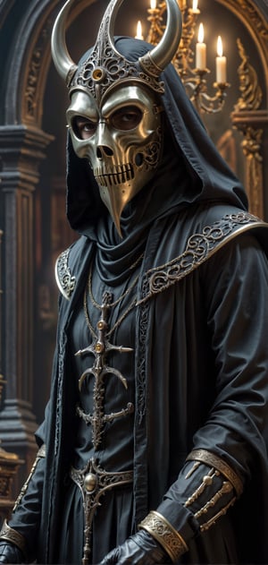  extremely detailed, hyper realistic, Cinmatic,
(Wearing ultra detailed plague mask:1.5),plague doctor,
(Grim reaper:1.3), (death scythe:1.3),
high tech grim reaper holding a high tech long baroque scythe, standing under mooligh, More Detail, ultrarealism, cinematic, ultra high definition, hyper realistic,Cyberpunk,demonictech,more detail XL,Obsidian Enigma Art Style