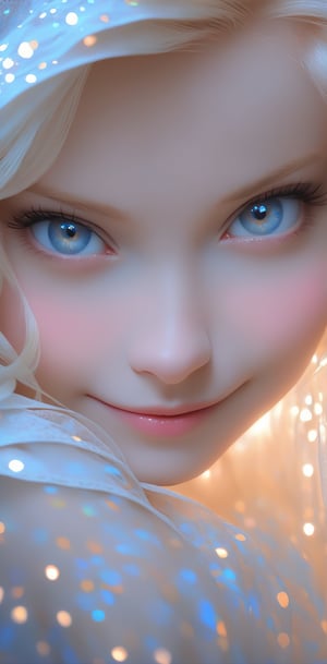 1 girl, (masterful), albino goddes girl,,mesh fishnet blouse, platinum blonde hair,smile of compassion,affection kindness love,girl has Beautiful blue eyes,soft expression,Depth and Dimension in the Pupils,So beautiful eyes that Has deep clear,Golden halo,
best quality, highest quality, extremely detailed CG unity 8k wallpaper, detailed and intricate, 