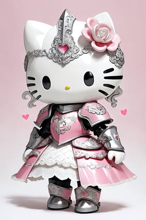 (HELLO KITTY),
Princess Knight HELLO KITTY, is adorned in a pink and white knight's armor, with the helmet featuring the adorable face of Hello Kitty, armor is adorned with intricate lace and frills, emitting a sweet fragrance,sticker
