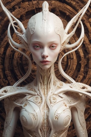 alien art and illustration,albino alien girl, in the style of balanced symmetry, detailed facial features, meticulous portraiture, complex patterns, colorful, surreal, sharp focus, set background, incredible fine detail, very coherent, cinematic, stunning composition, unique, epic, great artistic, perfect light, attractive, elegant, delicate, highly elaborate, vibrant color, ambient atmosphere, inspired, rich deep,Young Girl,DonMP4ste11F41ryT4l3XL,futuristic alien