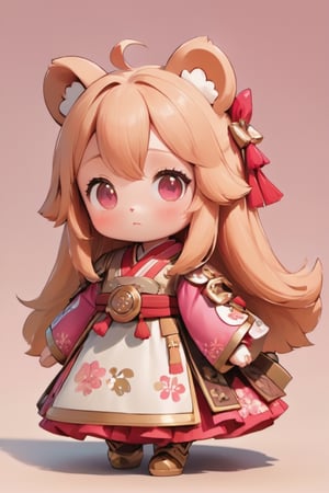 3D Figure,cute little brave bear girl,( bear),bear ear,sparkling eyes,blush stickers,pink loli japanese miko clothes, long sleeves, ,kawaii knight,close up,3d figure,chibi,hmnzct,YeMkAF