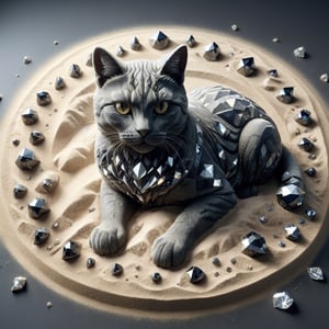 powdered diamonds art,Sand art using powdered diamonds,cat,ral-sand,diam0nd,Obsidian_Diamond