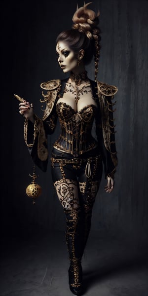 Nordic cute girl,In a fantasy European world, a healing mage, traditional Japanese and gothic punk fashion,elegance of kimono,necromancer,edgCorset,glowing gold