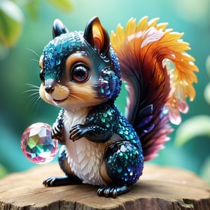 Extreme Detailed,kawaii animal,chibi,
colorful translucent crystal Body squirrel,crystal cute squirrel,cute Shiny black large eyes,
Emphasize the intricate,dragon