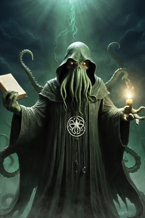 Missionary Cthulhu,emerges from the depths with an otherworldly aura, blending the devout zeal of a missionary with the unfathomable terror of Cthulhu. Cloaked in tattered robes adorned with symbols of ancient cults, it carries a tome filled with forbidden knowledge and dark prophecies. Its eyes glow with an unearthly light as it spreads its message of cosmic dominion to the far corners of the earth. With each step, it leaves behind a trail of madness and despair, converting the unsuspecting into fervent followers of the eldritch faith. The Missionary Cthulhu is a harbinger of doom,