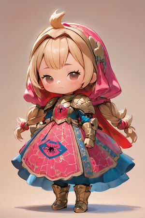 3D Figure,cute little Spider-Man,
close eyes,pink loli armored dress,Beautiful embroidered dress,kawaii knight,close up,3d figure,chibi,hmnzct,peni