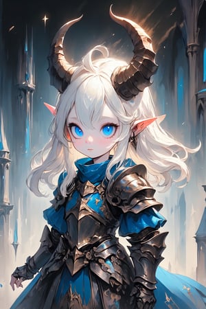 cute albino demon Princess,👑💍💖, luxury Armor, (long intricate horns:1.2) ,Beautiful deep blue eyes, soft expression, Depth and Dimension in the Pupils,,star-shaped pupils,sparkling eyes, 
alabaster skin,Christmas Fantasy World,DonMSn0wM4g1cXL,shiny,ct-niji2,princess,cute knight