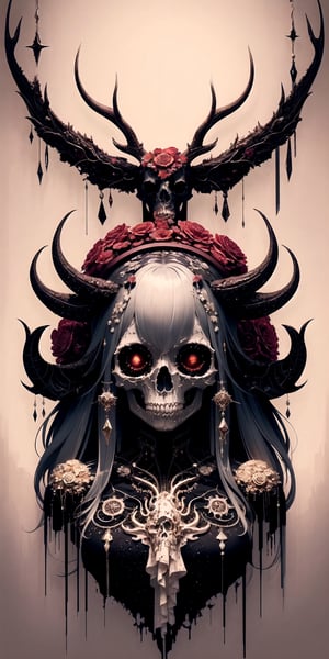 ultra beautiful aesthetic art,pastel art,light coloring,Body fused with machine,Bizarre cyborg artwork,Body in pieces by pieces,shaman Jewelrys,
lot goa,blood,elk Head skull,
necromantic mechanical necro girl,beautiful Face,hanfulolita,skull,Illustration