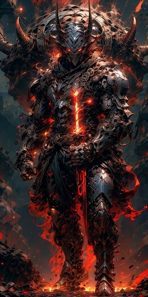 Extreme Detailed,Solo､man wearing Extreme Detailed high-tech fluted armor,((oni style))､No human,(c yborg centaur style:1.2),large oni mask,large oni helme､large horn,
mechanical high-tech Futuristic Maximillian armour,metallic RED and silver color､full Face armour,combination sallet and bevor helm,fullbody shot､
,mecha,r1ge