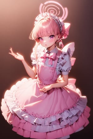  urtra realistic, Heroic fantasy Young lady, hyper realistic pastel color masterpiece, beautiful anime woman, 
charming girl wearing a pink Lolita maid outfit. Envision the maid dress with intricate lace details, delicate frills, and a perfect blend of shades of pink. The outfit may include a stylish apron and matching accessories. Ensure a playful and endearing expression on the girl's face, radiating sweetness and innocence. Optimize for a visually captivating composition that encapsulates the essence of the Lolita fashion aesthetic ",TOKI