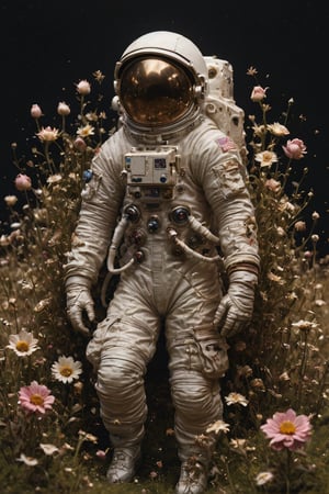 beautiful bizarre,The Art of Kris Kuksi,Intricate Design,Aphrodite, Astronauts in flight,
,action figure,LimbusCompany_Dante,astronaut_flowers,flower Field