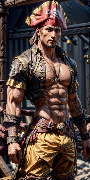 (Dwayne Johnson)､3d､figure､perfect muscle body､No background､
,sexypirate