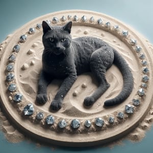 powdered diamonds art,Sand art using powdered diamonds,cat,ral-sand,diam0nd,Obsidian_Diamond