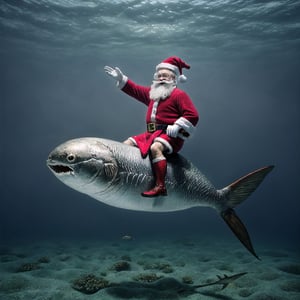 
Santa Claus makes a unique entrance, riding atop a whimsically adorned fish, gracefully gliding through the air, blending the magic of Christmas with the enchantment of the underwater world.
,photorealistic,sacabambaspis,