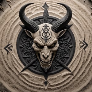 two dimensions,2D,sand painting art,hand painting,
Baphomet,The face of the devil fearlessly,Painted with grains of sand in black and white.,ral-sand,A picture painted on a flat surface