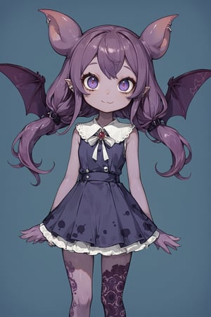 squid Girl,
The girl anthropomorphized as Vampire squid, has a black octopus body,skirt,Her eyes are large and sparkling, and her small octopus legs function as hands,Her hair is a deep purple color with patterns resembling bat wings.,dumbo_oktopus,dal-6 style