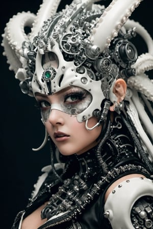 Atom punk girl,White tentacles head,detailed PUNK Outfit
 High definition, Photo detailed
