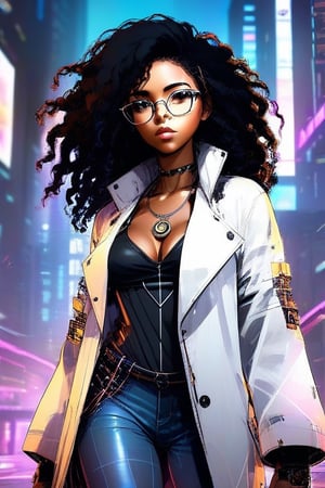 1girl, black skin, black hair, hair shoulder-length, long hair, afro, 

circle glasses, black coat,

Inkpunk Style,

((solo)), ((one shot)), (masterpiece:1.2), best quality, high resolution, unity 8k wallpaper, illustration, (beautiful detailed eyes:0.8), extremely detailed face, perfect lighting, extremely detailed CG, (perfect hands, perfect anatomy), vibrant
