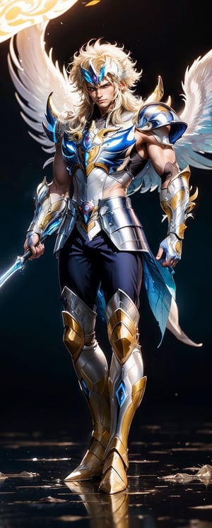 1man, solo, muscular, strong jaw, masculine looks, 18 years old, asian, toned muscular body, Saint Seiya knight of the zodiak: Cygnus Hyoga,xxshiryudragonxx, black golden suit, realistic, high quality, Masterpiece, High resolution, 8k, ultra detailed, reflection, sharp focus, symetrical, full body, (Photography + Abstract Expressionism + Realism) ,zzhyogacygnuszz in armor,Masterpiece