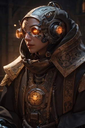 An anthropomorphic biopunk robot monk :: 5, beautiful,intricate,dramatic lighting,backlight,portrait,CGsociety,highly detailed,ultra realistic,detailed,hyper-realistic,medieval,future,Adventure Pulp,rpg maker,Animal,Realistic