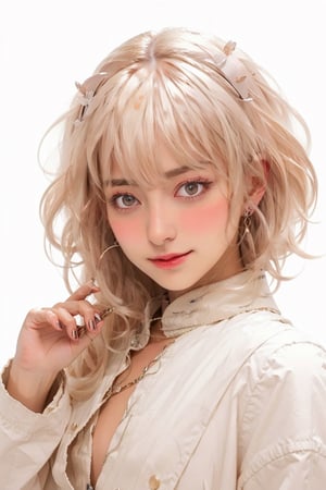 8k, (absurdres, highres, ultra detailed), (1lady:1.3), ultra resolution image, (1girl), (solo), kawaii, (((Gyaru))), japan style Gyaru, smlie, full_body, (((Gyaru makeup))), Gyaru_fashion, white background, Gyaru style nail, 80s, 80s style, leopard print. Wheat skin, Exaggerated hair style, Exaggerated, ring, ear_rings, jewelery,Half Color