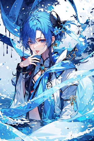 8k, midjourney, niji, male, blue theme,