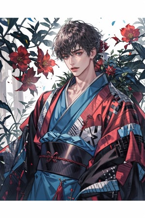 8k, (absurdres, highres, ultra detailed), 1boy, kimono