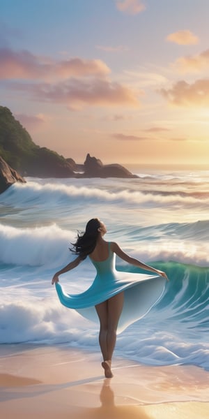 Serenading Waves. Dive into the rhythmic embrace of the ocean's melodies and channel your AI-driven creativity to visualize the harmonious dance between sound and sea.